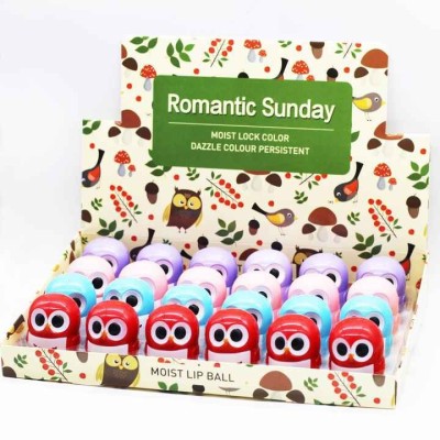 18- pzas Bálsamo labial hidratante orgánico coreano vegano lindo Búho ovalado