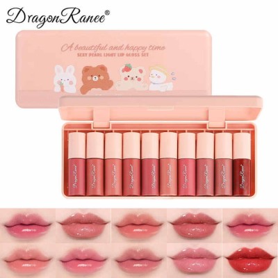 10 Colors Waterproof Velvet Matte Lip Gloss Set Cute  Bulk Long Lasting Glossy Luxury Makeup Lip Gloss Kit Vendor