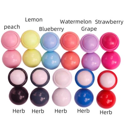 Custom Round Moisturizing Bulk Fruit Lip Balm Ball Vegan Strawberry All Natural Organic Lip Balm