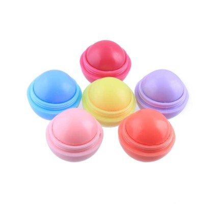 18-sets Cute Vegan Moisturizing Lip Balm Custom  Fruit Organic Strawberry Flavored Round Lip Balm Ball