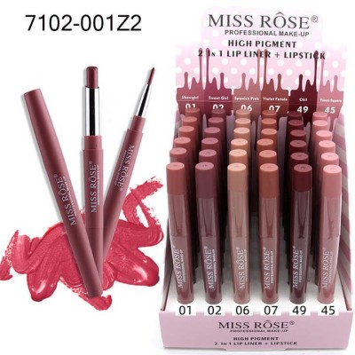 Vegan Organic Matte 2 In 1 Lipstick Makeup With Lip Liner Double Side Lipstick 2 In 1 And Lip Liner 36 Pcs Lipstick Set