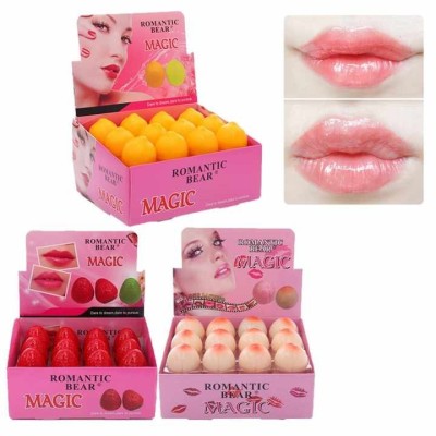 48-sets  Organic Fruit  Lip Balm Stick Vegan Cute Natural Herbal 24Pcs Per Box Red Strawberry Lip Balm Ball
