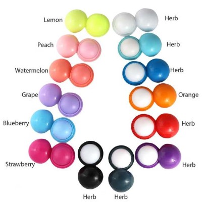 Natural Organic Round Lip Balm Ball Vegan Fruit Flavor Winter Ball Lip Balm Moisturizing Lip Balm