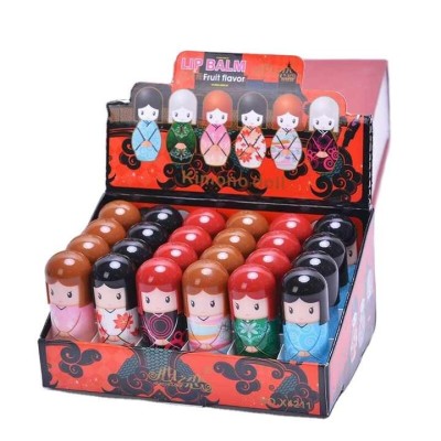 180- pzas Natural Fruit Organic Vegan Cute Girl Doll Lip Balm Supplies  Moisturizing Korea Cosmetic Cute Doll Lip Balm Bulk