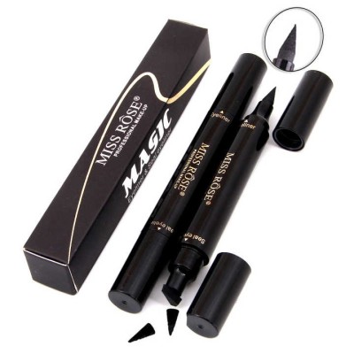 30 pzas Delineador líquido Stamp Makeup Delineador de ojos a prueba de agua con sello 2 en 1 Delineador líquido negro mate Sello