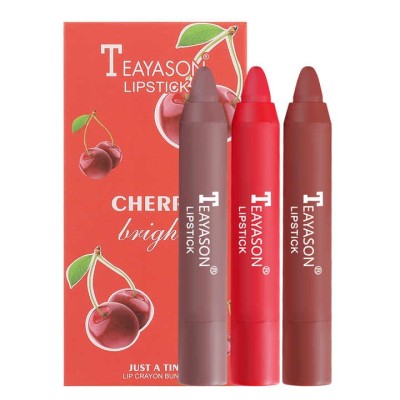 Moisturizing Organic High Quality Waterproof Crayon Lipstick Long Lasting Matte Teayason 3Pcs Crayon Lipstick Pen Set