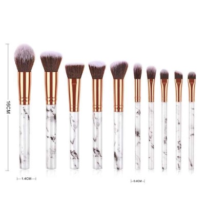 Marbling Handle 10 Pcs Makeup Brush Opp Bag Packaging Professional Brush
