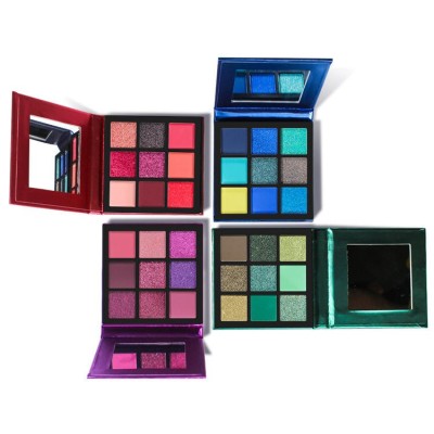 24-pzas Paleta de sombras de ojos de 9 colores de alta pigmentación Maquillaje de perla con brillo Placa con espejo