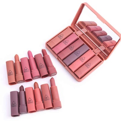 Hengfang Waterproof Matte 6 Pieces Pumpkin Mini Lipstick Gift Set  Chinese Women Makeup Nude Lipstick Set Matte